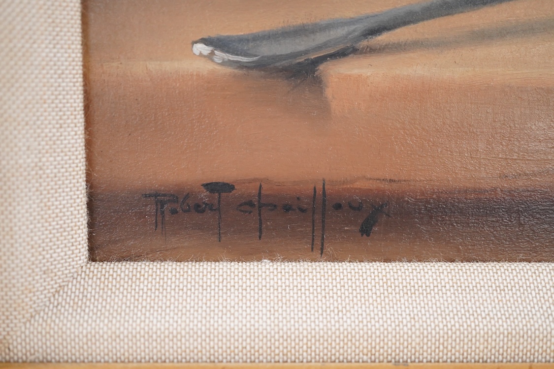 Robert Chailloux (French, 1913-2005), 'Breakfast', signed, ex Stacy-Marks, label verso, oil on board, 25 x 33cm